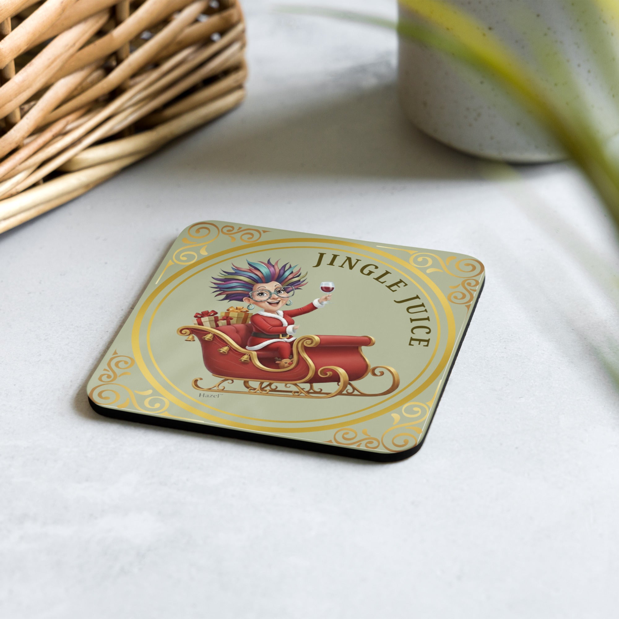 Funny Holiday Coaster JINGLE JUICE™ Wine Lover
