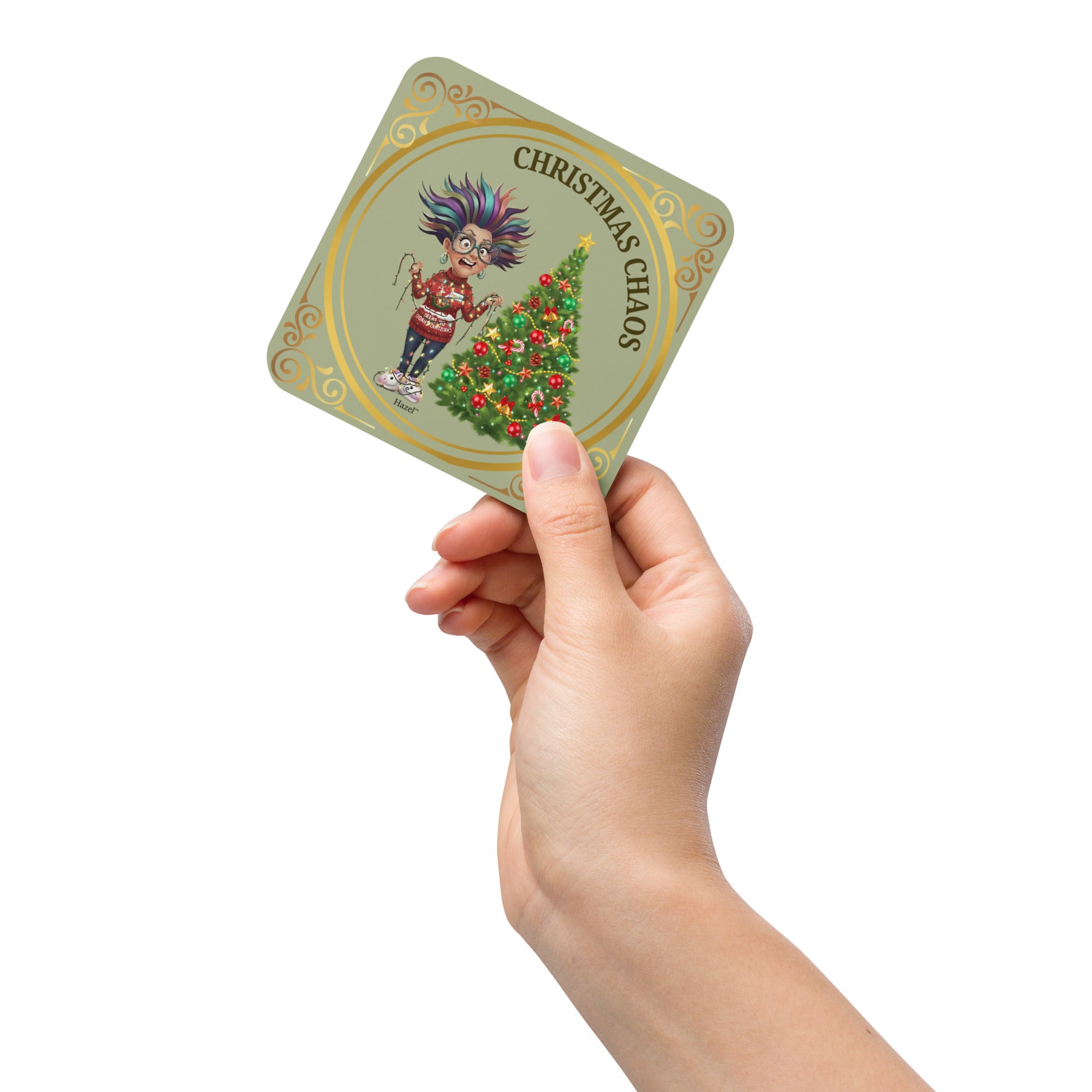 Funny Holiday Coaster CHRISTMAS CHAOS™ Tangled Lights 