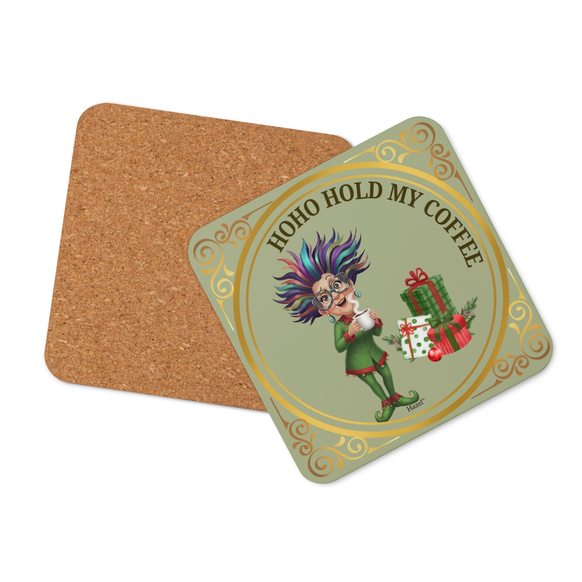 Funny Holiday Coaster HO-HO-HOLD MY COFFEE™ Funny Elf