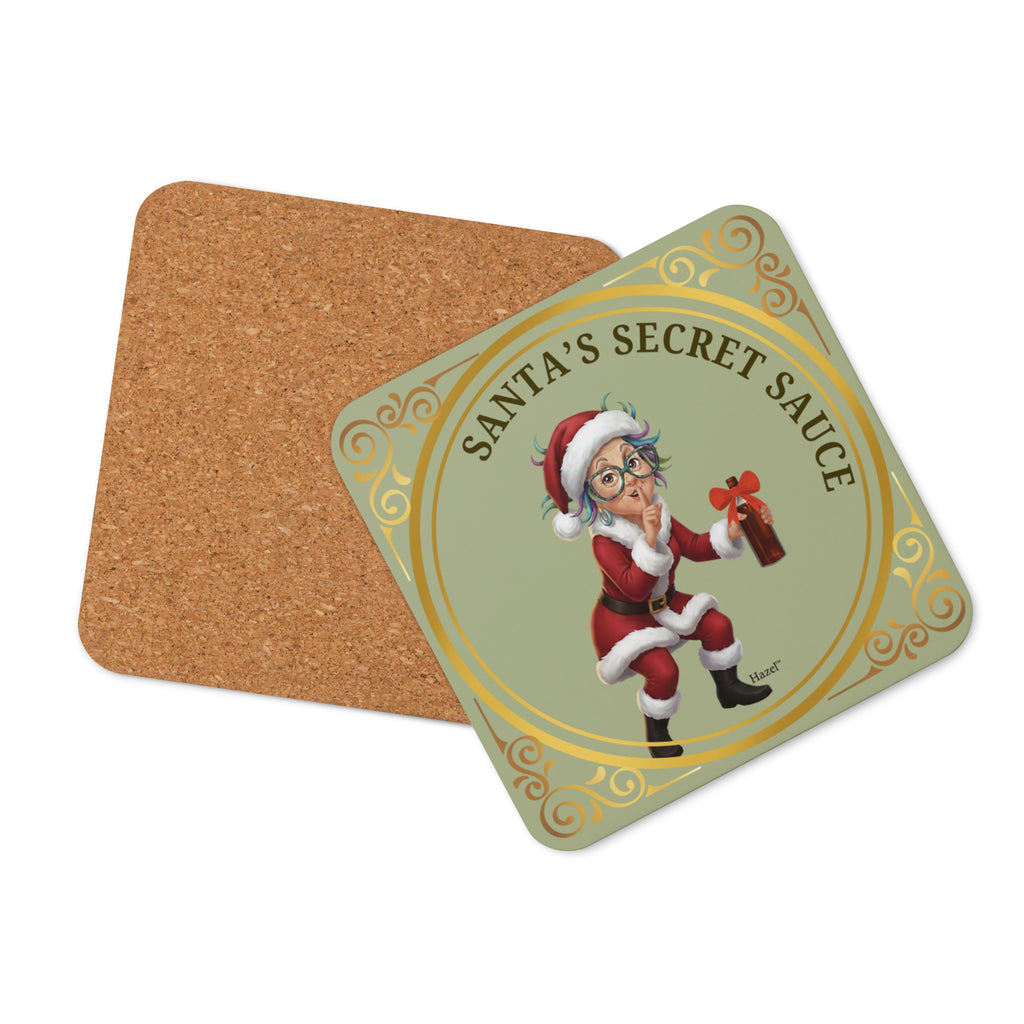 Funny Holiday Coaster SANTA'S SECRET SAUCE™ Funny Wine 