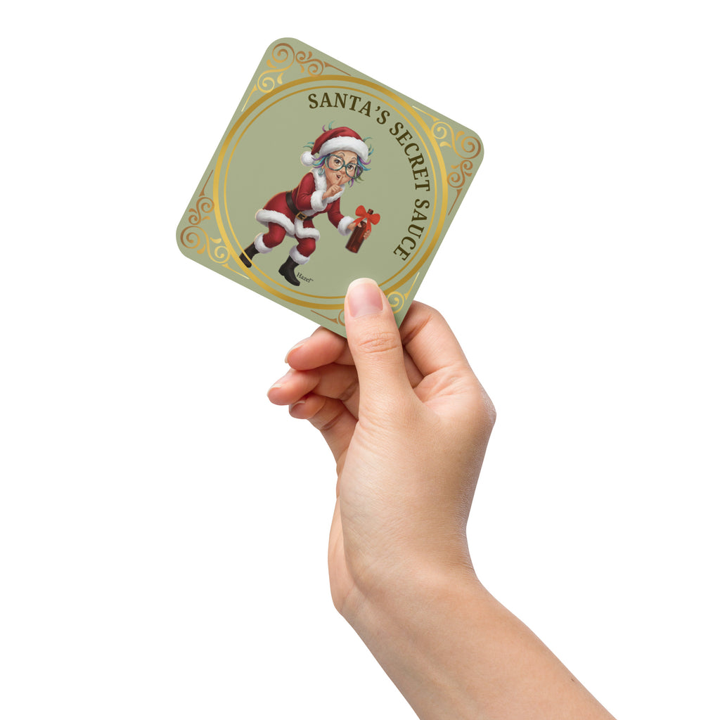 Funny Holiday Coaster SANTA'S SECRET SAUCE™ Funny Wine 