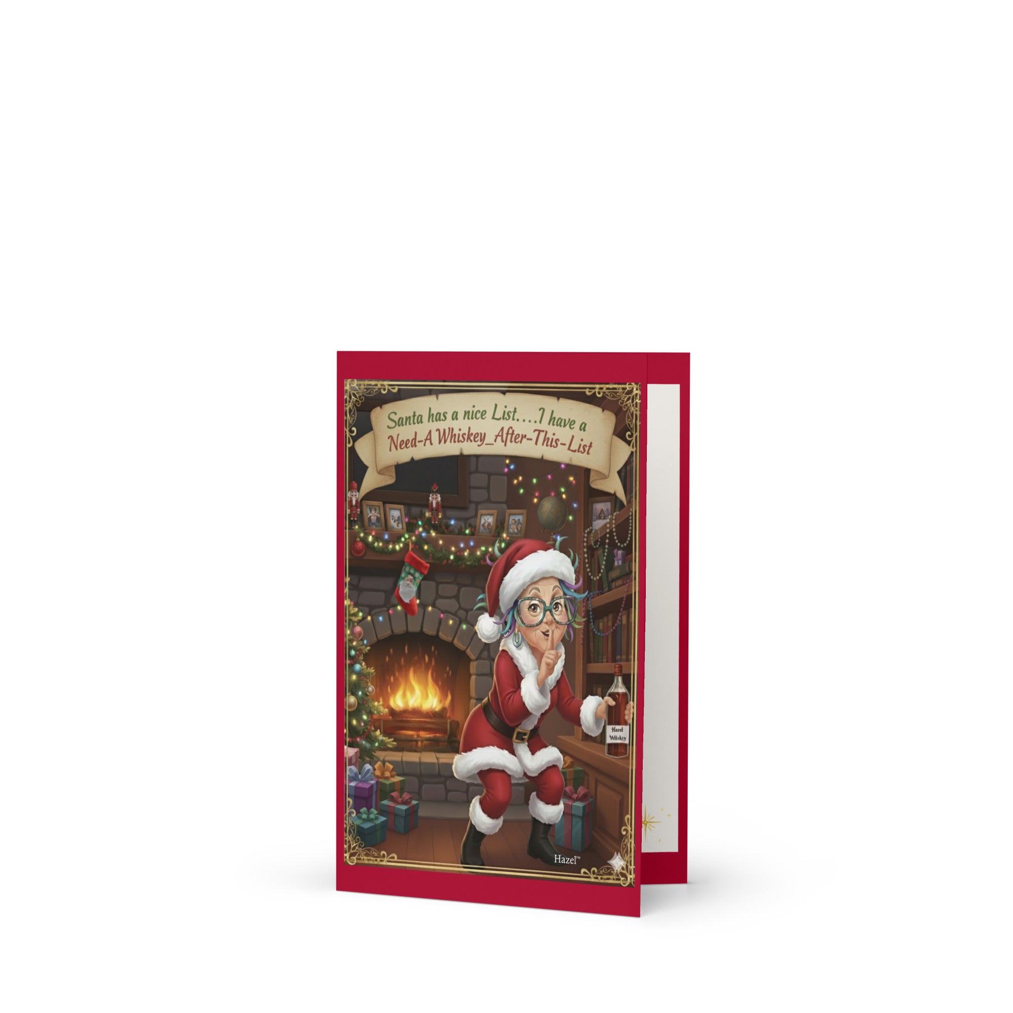 Santa's Whiskey List Holiday Greeting Card