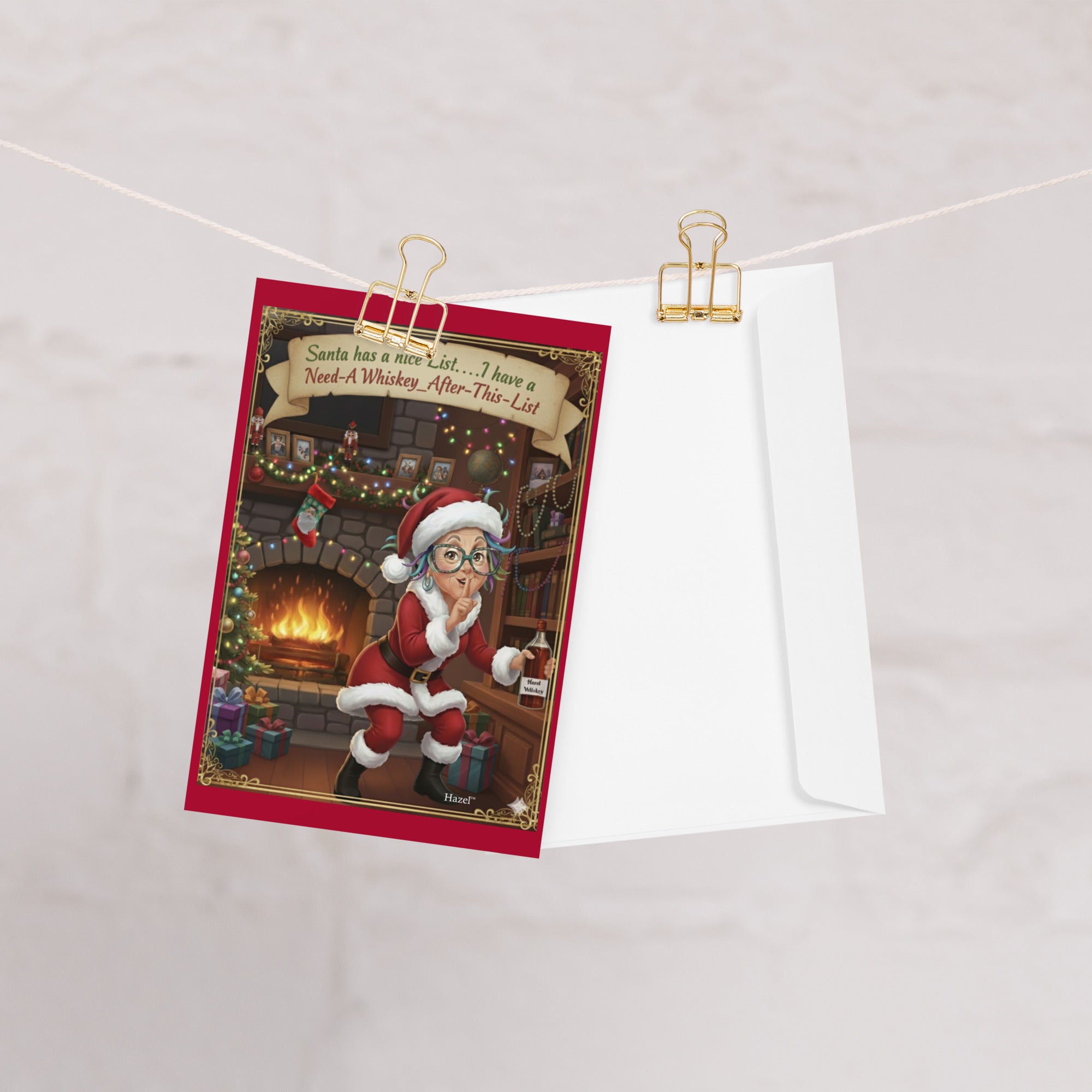 Santa's Whiskey List Holiday Greeting Card