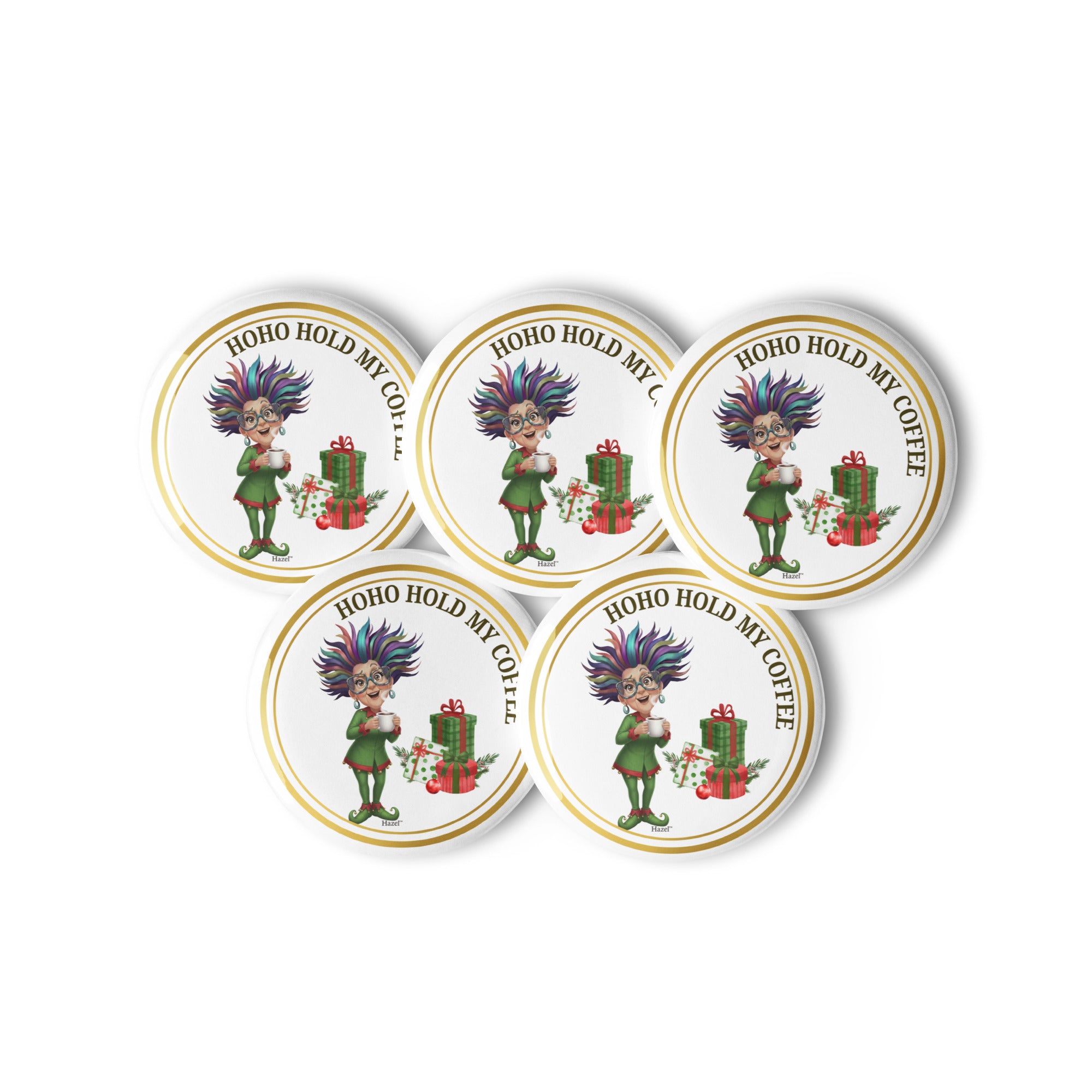 Funny Holiday Enamel Pin HO-HO-HOLD MY COFFEE™ Funny Elf