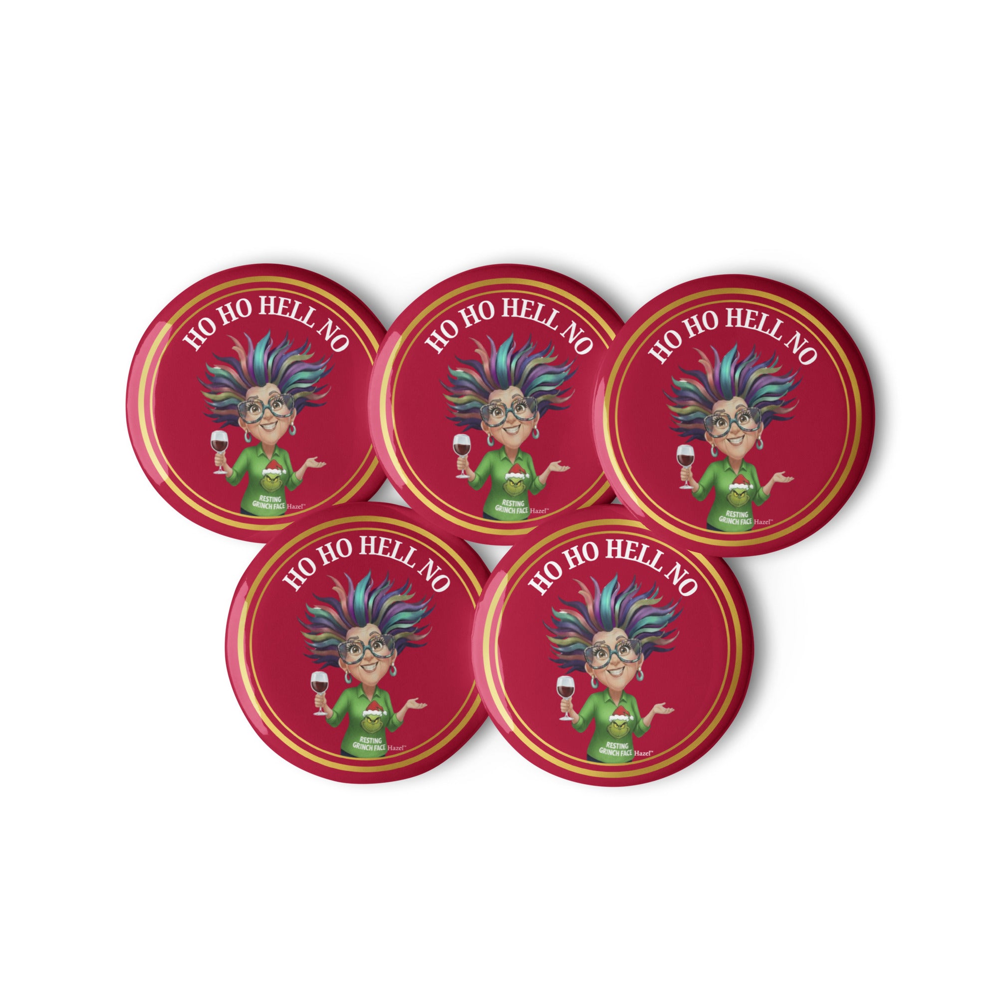 Funny Holiday Enamel Pin HO HO HELL NO™ Resting Grinch Face 