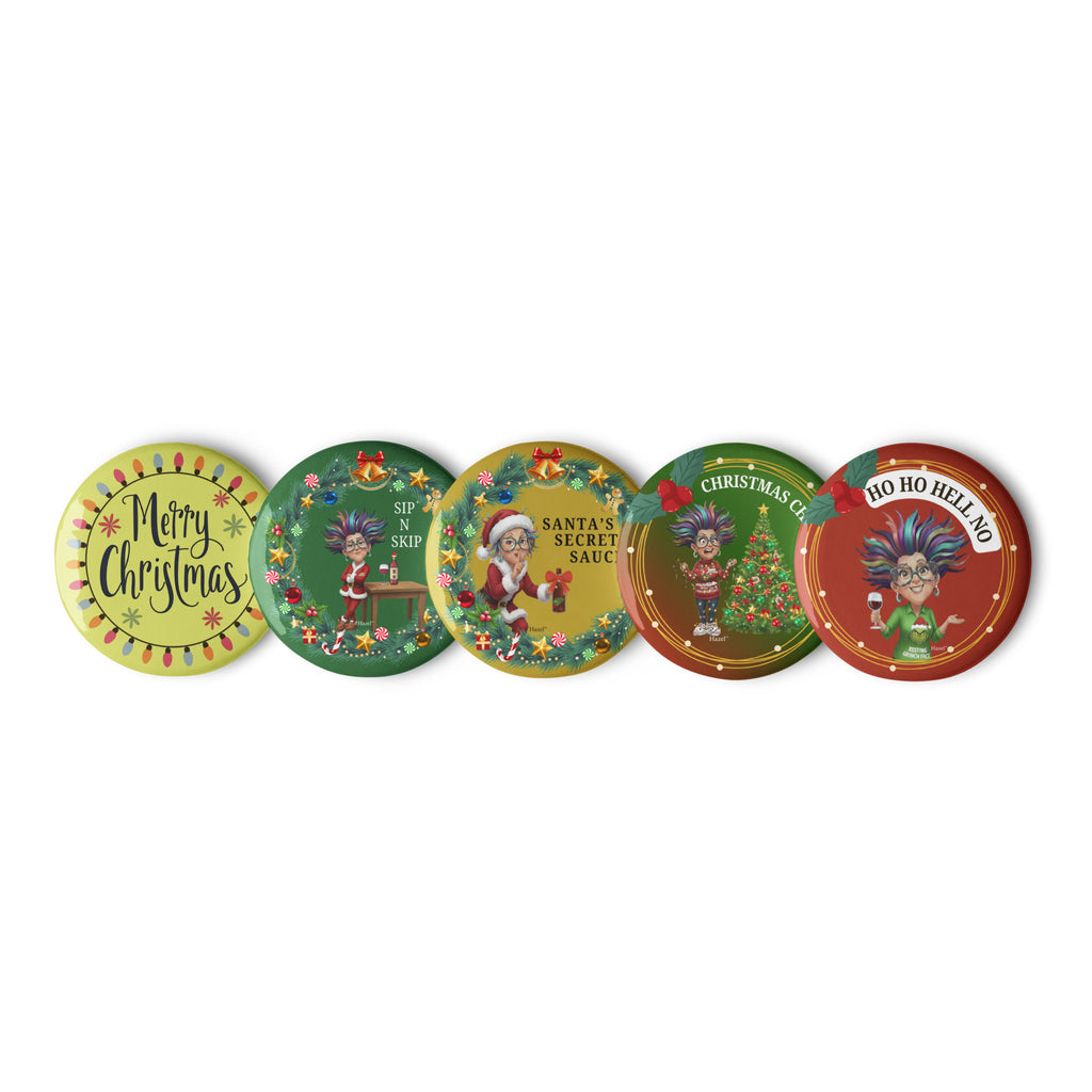 Sassy Christmas Pin Button Set-Limited Edition 5-Pack
