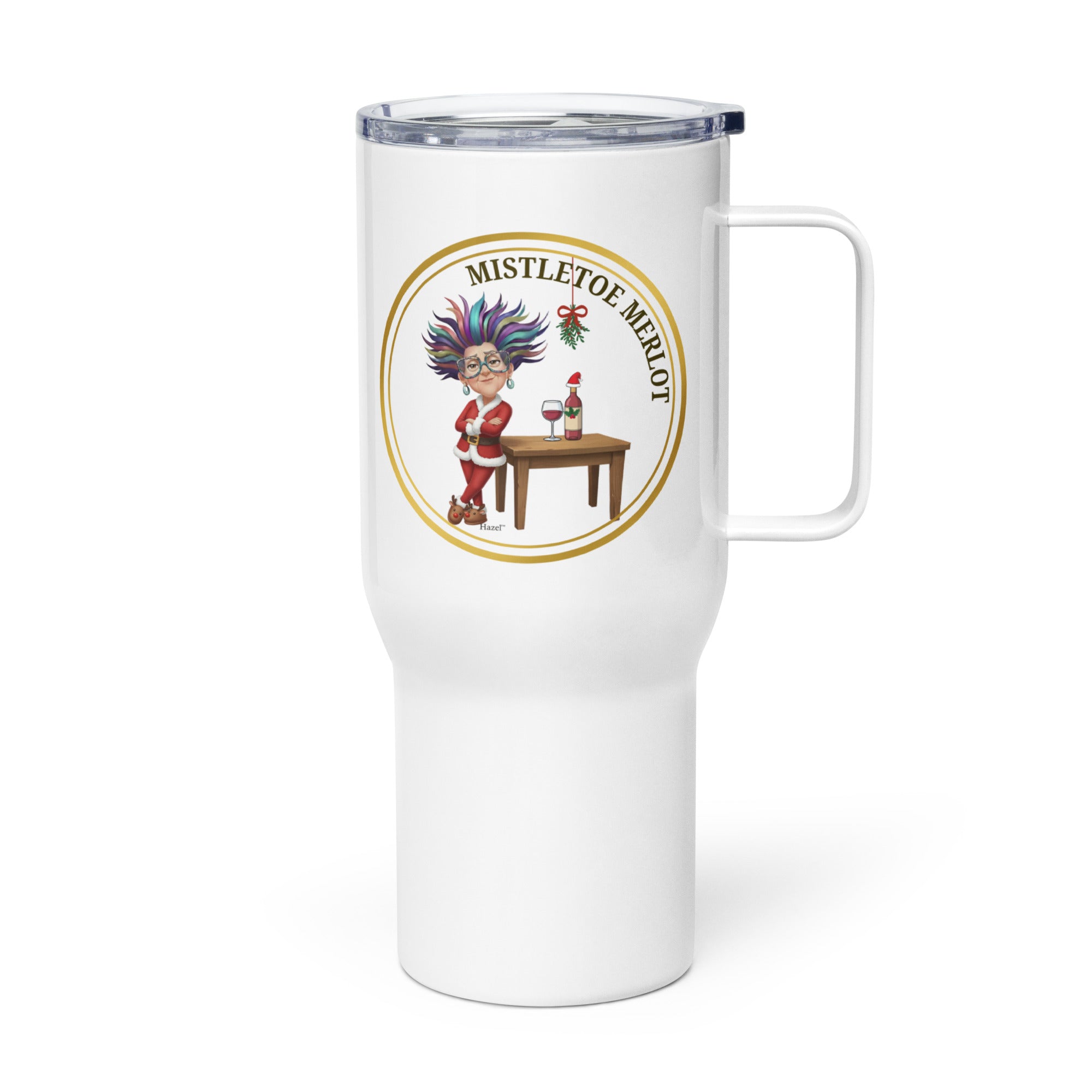 Insulated Stainless Steel Travel Mug 25oz MISTLETOE MERLOT™ Wine Lover