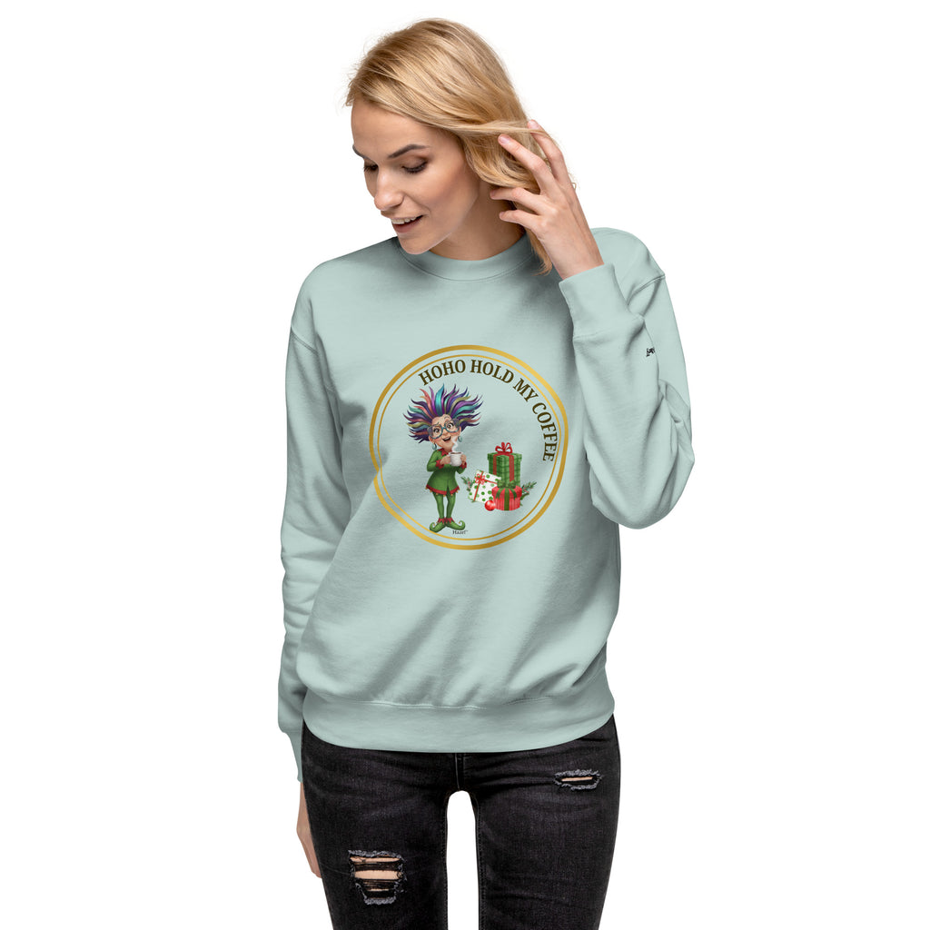 Funny Christmas Sweater - HO-HO-HOLD MY COFFEE™ - Funny Elf 
