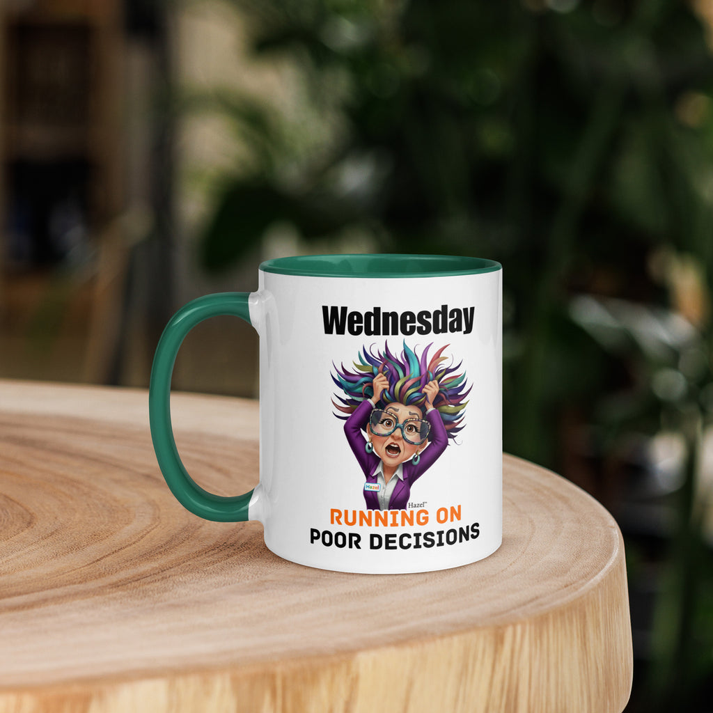Funny Midlife Coffee Mug 11oz - Wednesday Running on Poor Decisions 