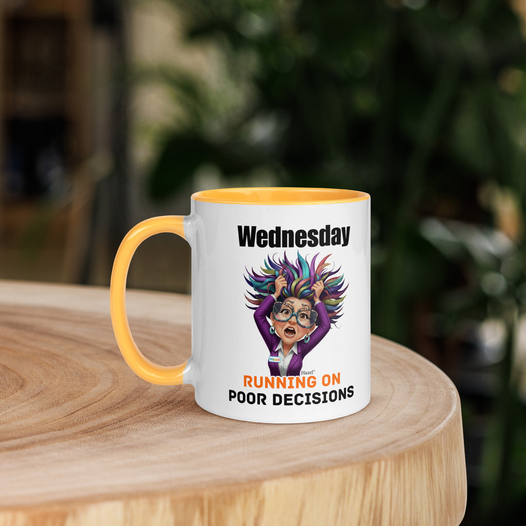 Funny Midlife Coffee Mug 11oz - Wednesday Running on Poor Decisions 