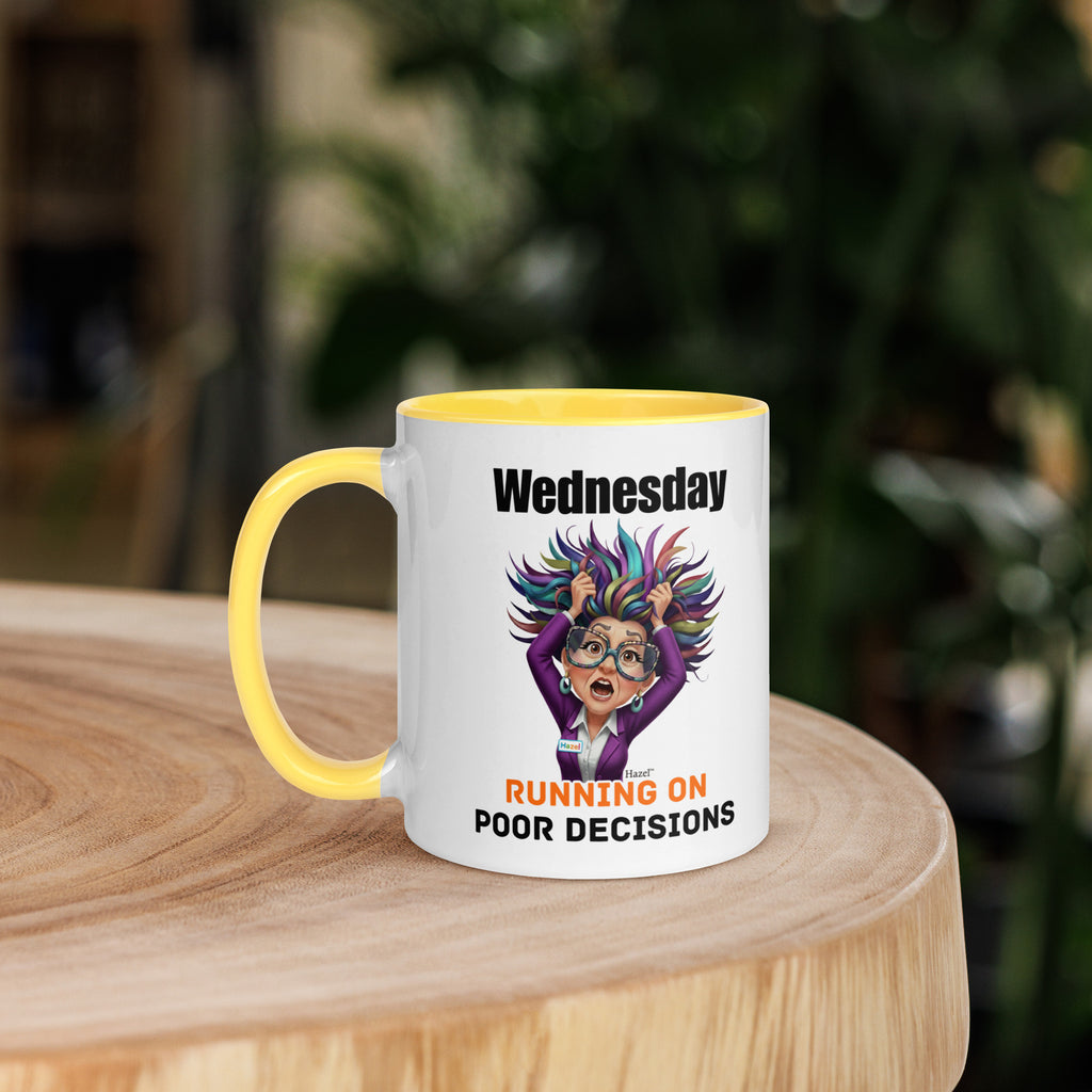 Funny Midlife Coffee Mug 11oz - Wednesday Running on Poor Decisions 