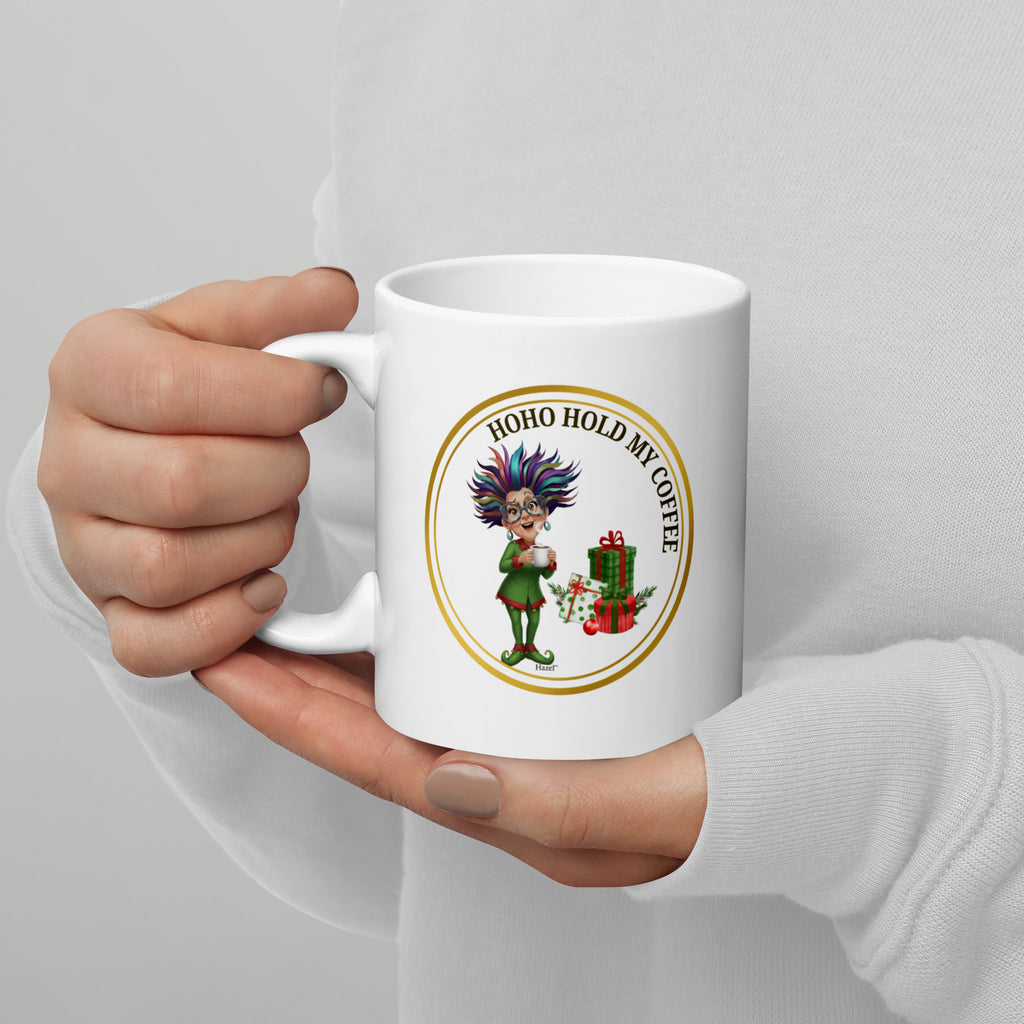 Funny Christmas Coffee Mug 11oz HO-HO-HOLD MY COFFEE™ Elf Collection