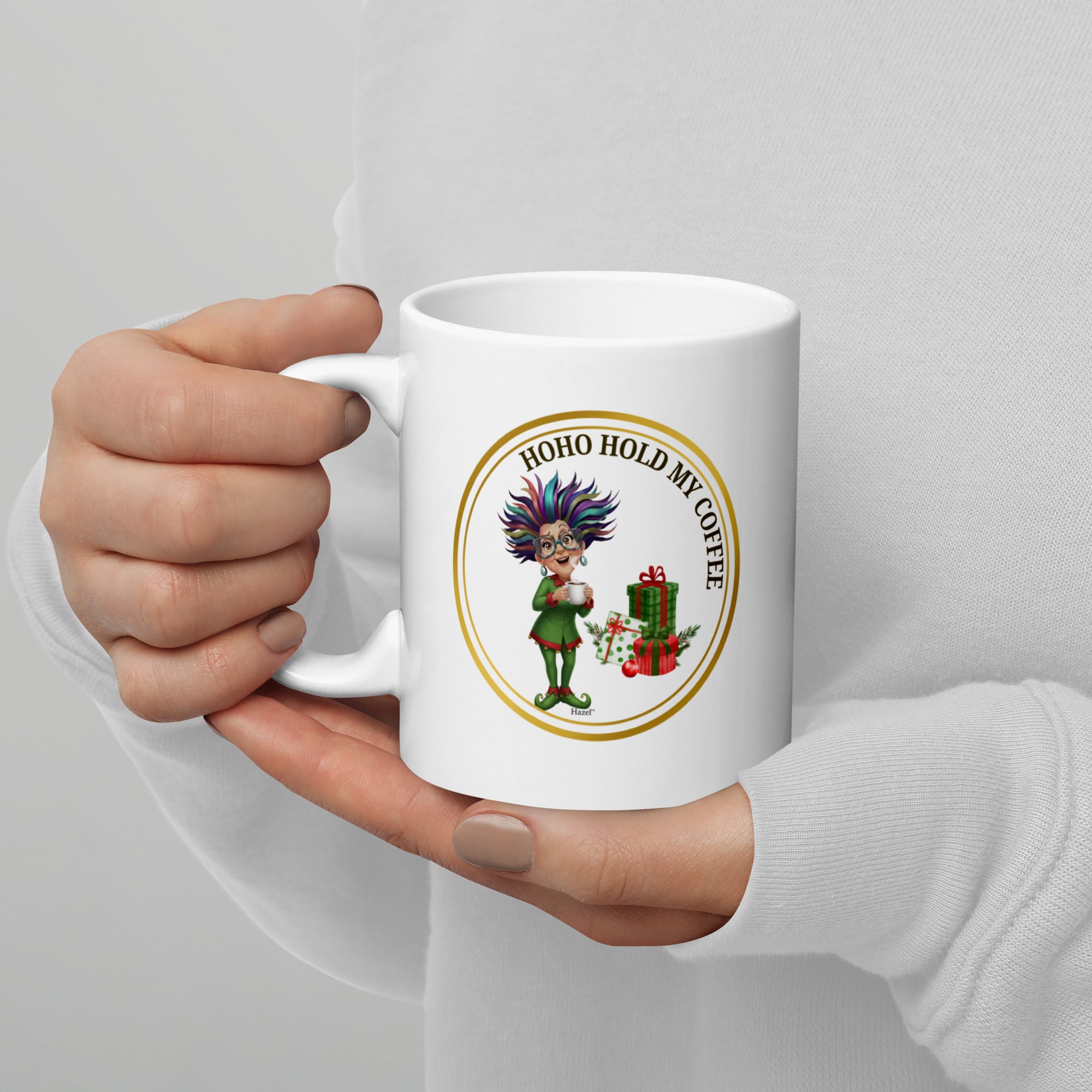 Funny Christmas Coffee Mug 11oz HO-HO-HOLD MY COFFEE™ Elf Collection