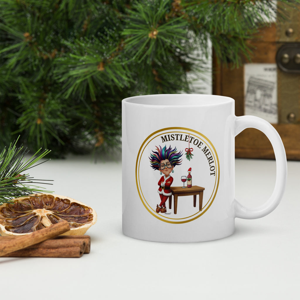 Funny Christmas Coffee Mug 11oz MISTLETOE MERLOT™ Wine Lover Gift 