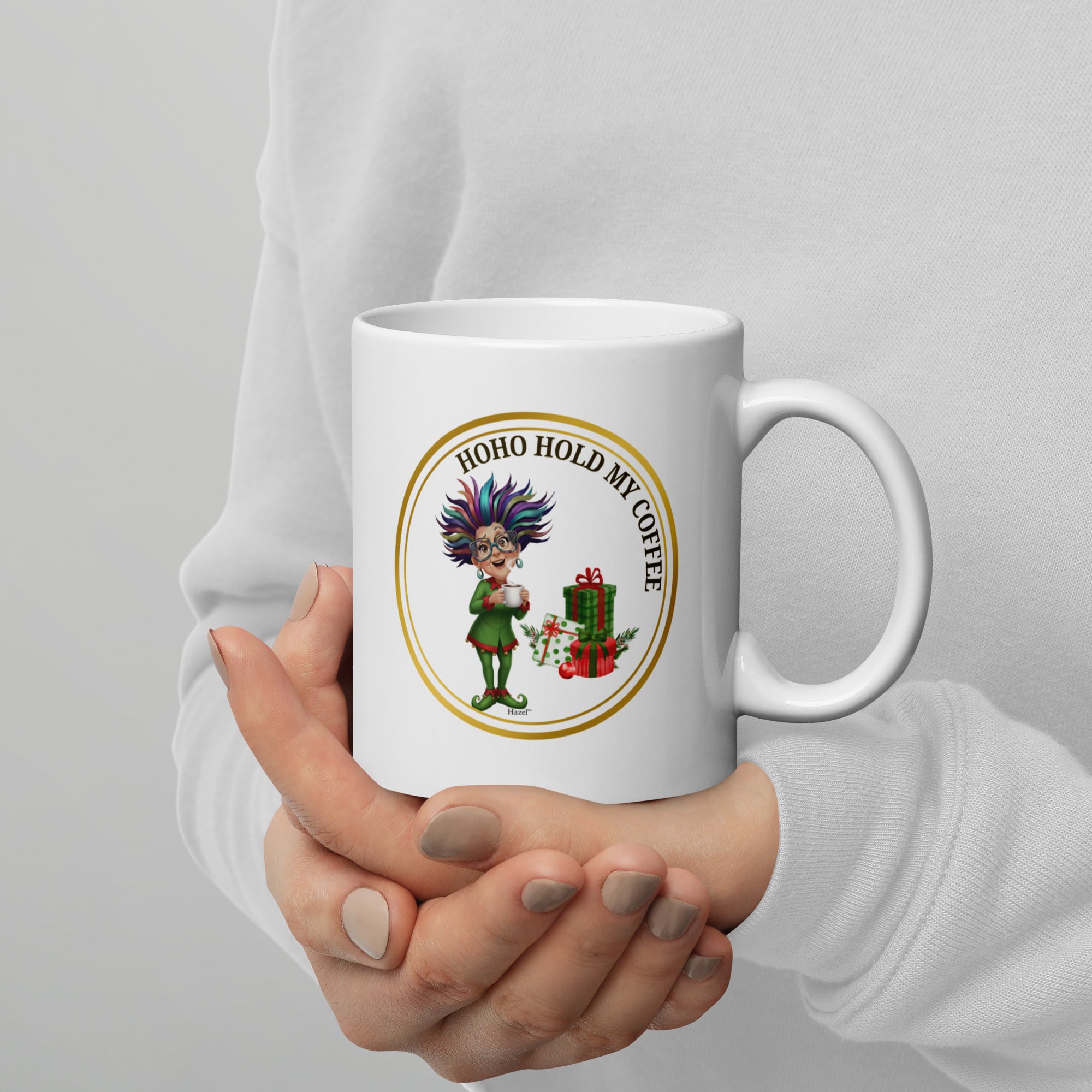 Funny Christmas Coffee Mug 11oz HO-HO-HOLD MY COFFEE™ Elf Collection