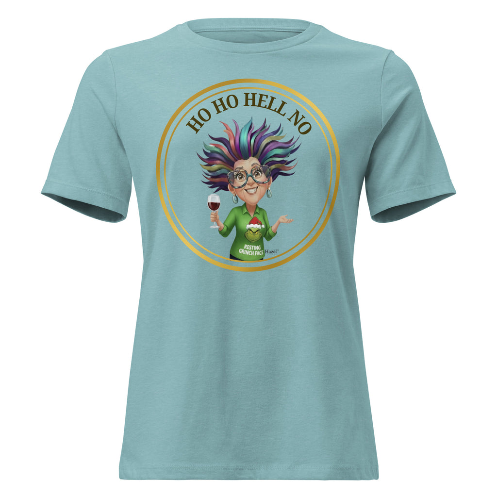 Women's Crew Neck Funny Christmas Shirt HO HO HELL NO™ - Grinch Face 
