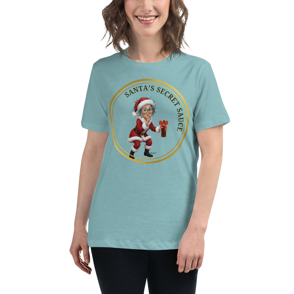 Women Crew Neck Funny Christmas Shirt SANTA'S SECRET SAUCE™ Wine Lover