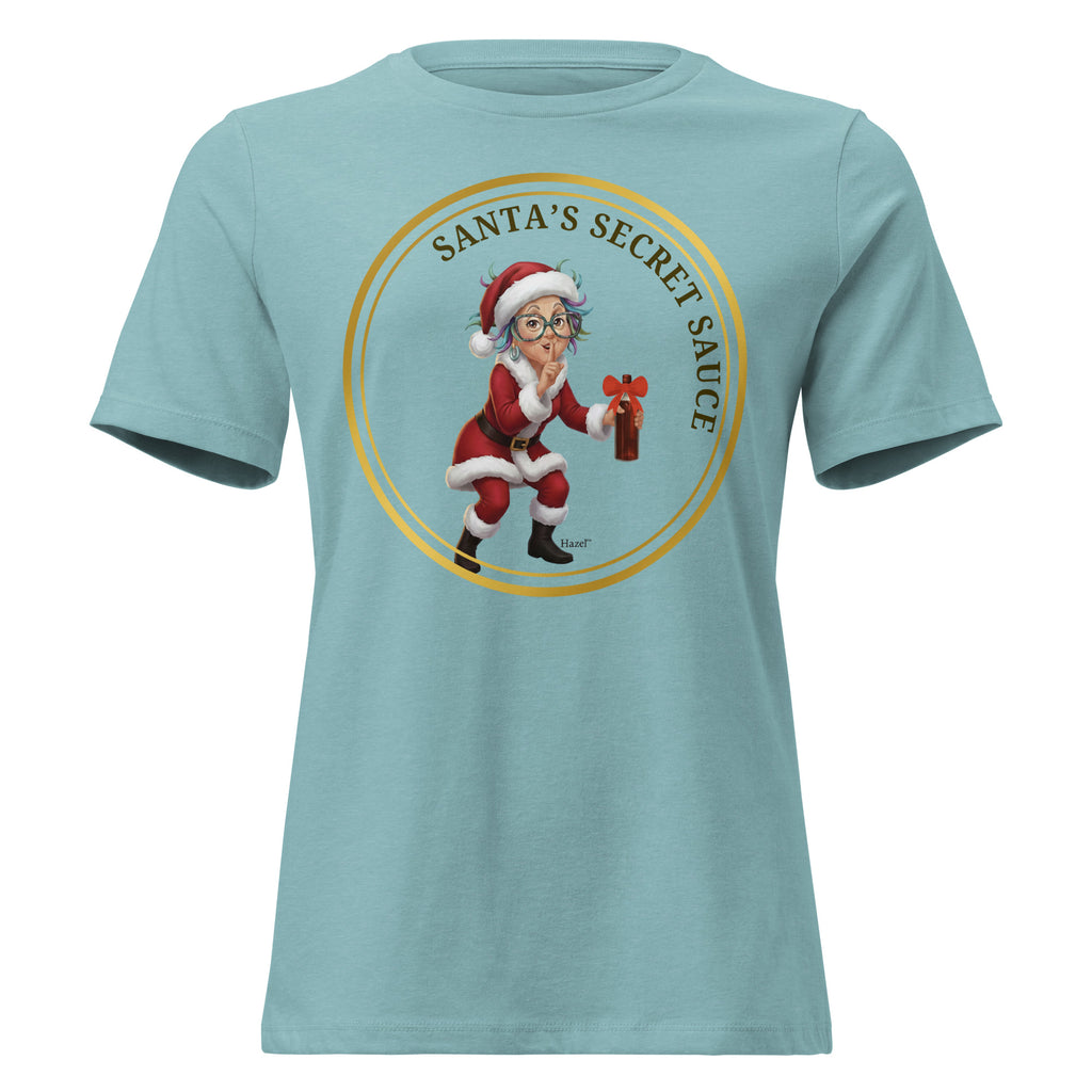 Women Crew Neck Funny Christmas Shirt SANTA'S SECRET SAUCE™ Wine Lover