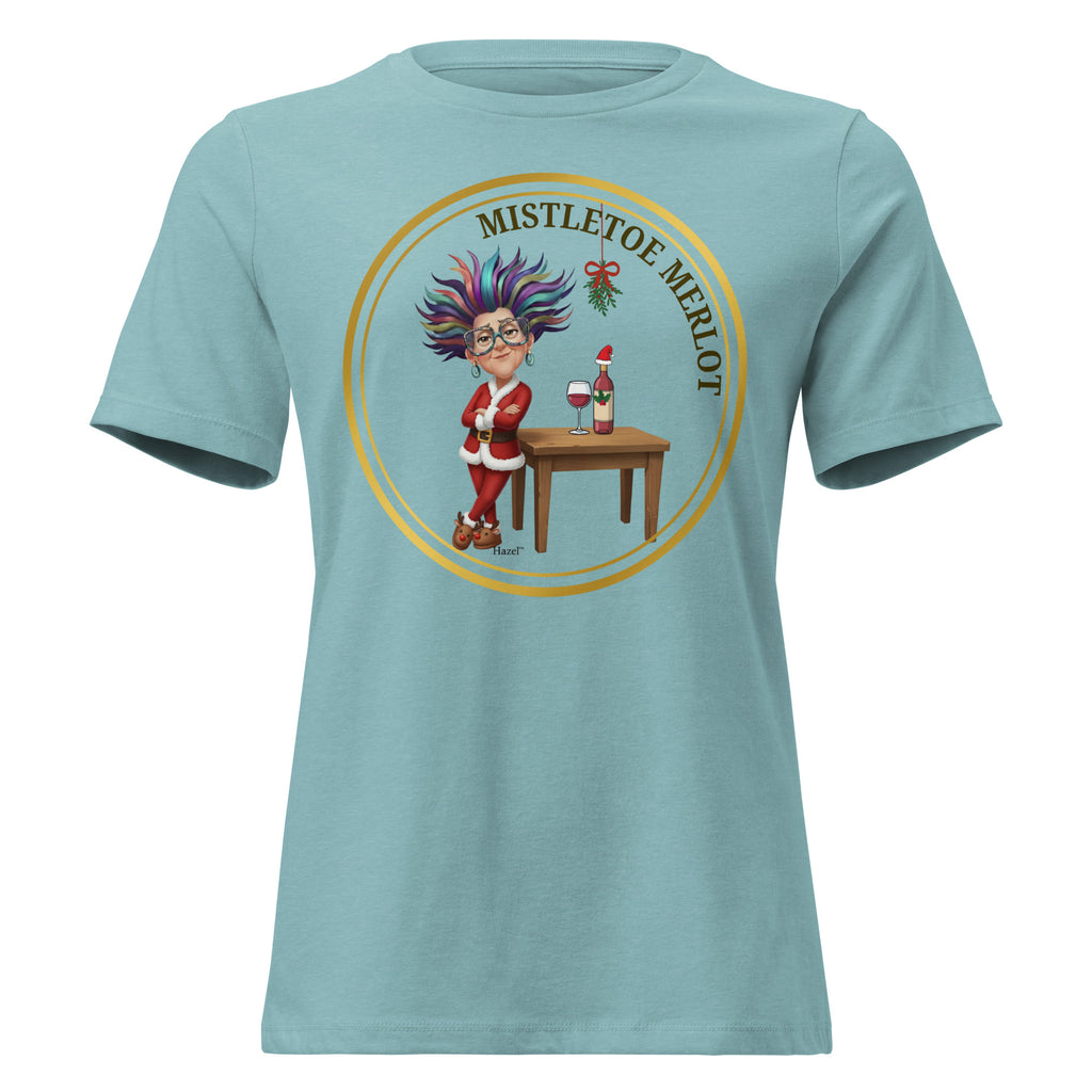 Women's Crew Neck Funny Christmas T-Shirt MISTLETOE MERLOT™ Wine Lover 