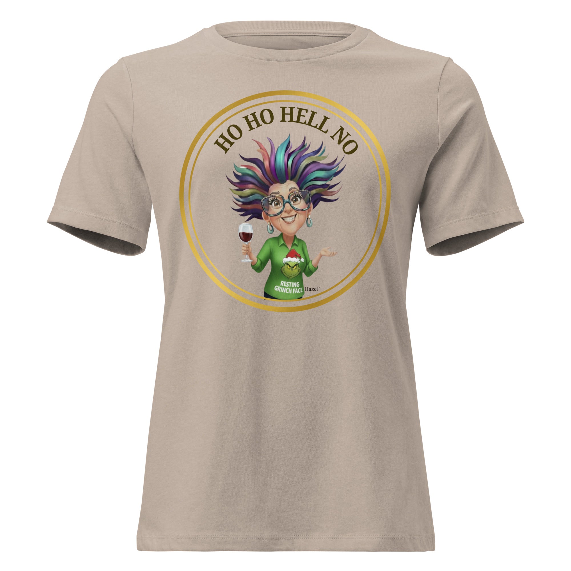 Women's Crew Neck Funny Christmas Shirt HO HO HELL NO™ - Grinch Face 