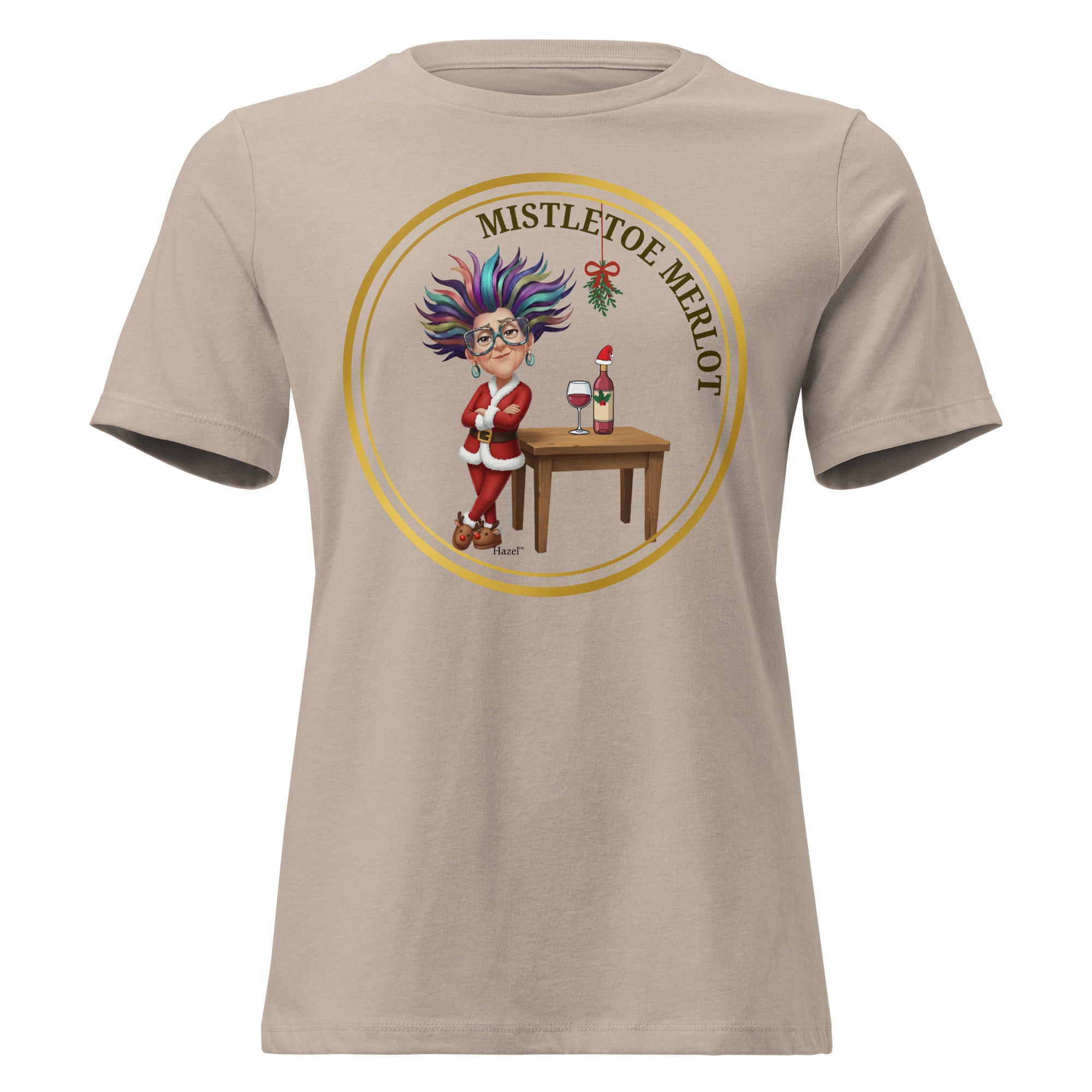 Women's Crew Neck Funny Christmas T-Shirt MISTLETOE MERLOT™ Wine Lover 