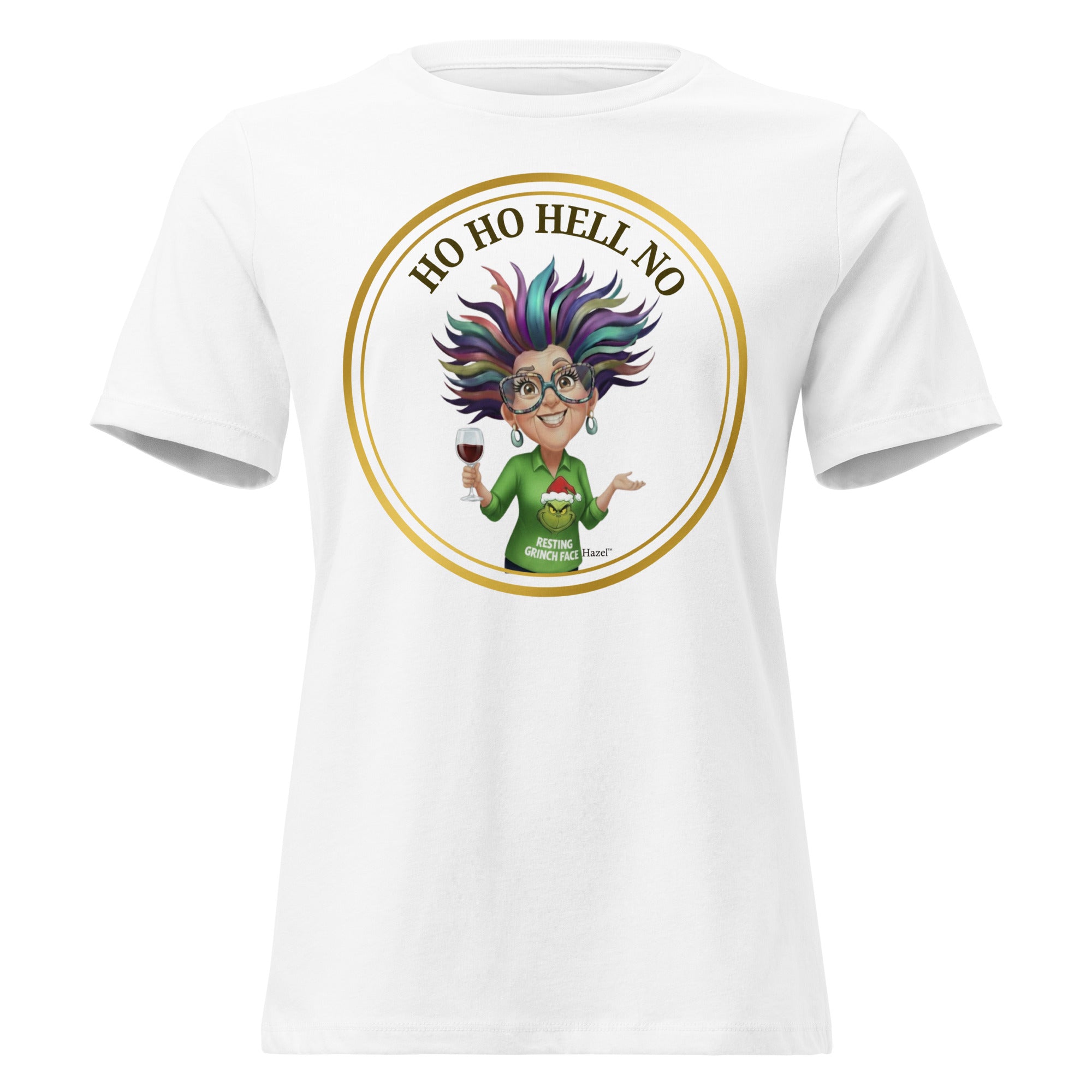 Women's Crew Neck Funny Christmas Shirt HO HO HELL NO™ - Grinch Face 