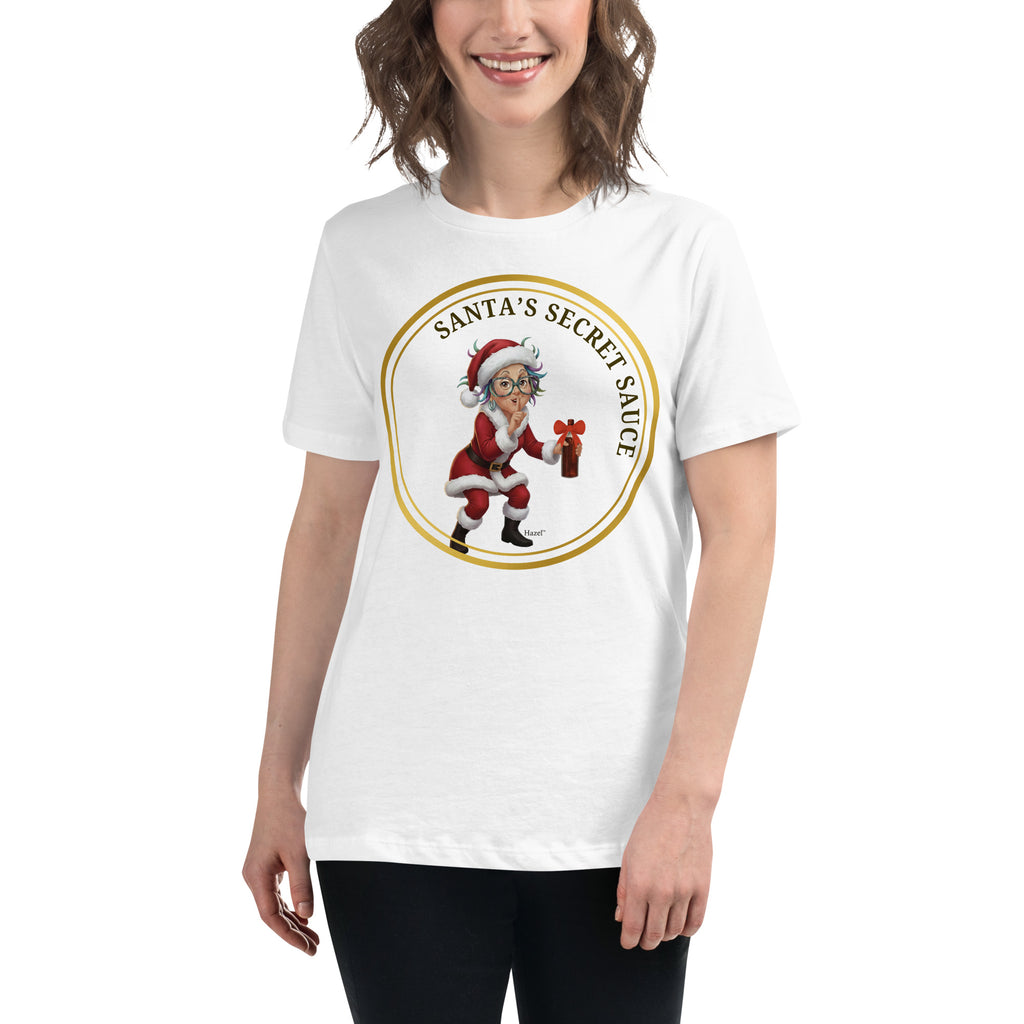 Women Crew Neck Funny Christmas Shirt SANTA'S SECRET SAUCE™ Wine Lover
