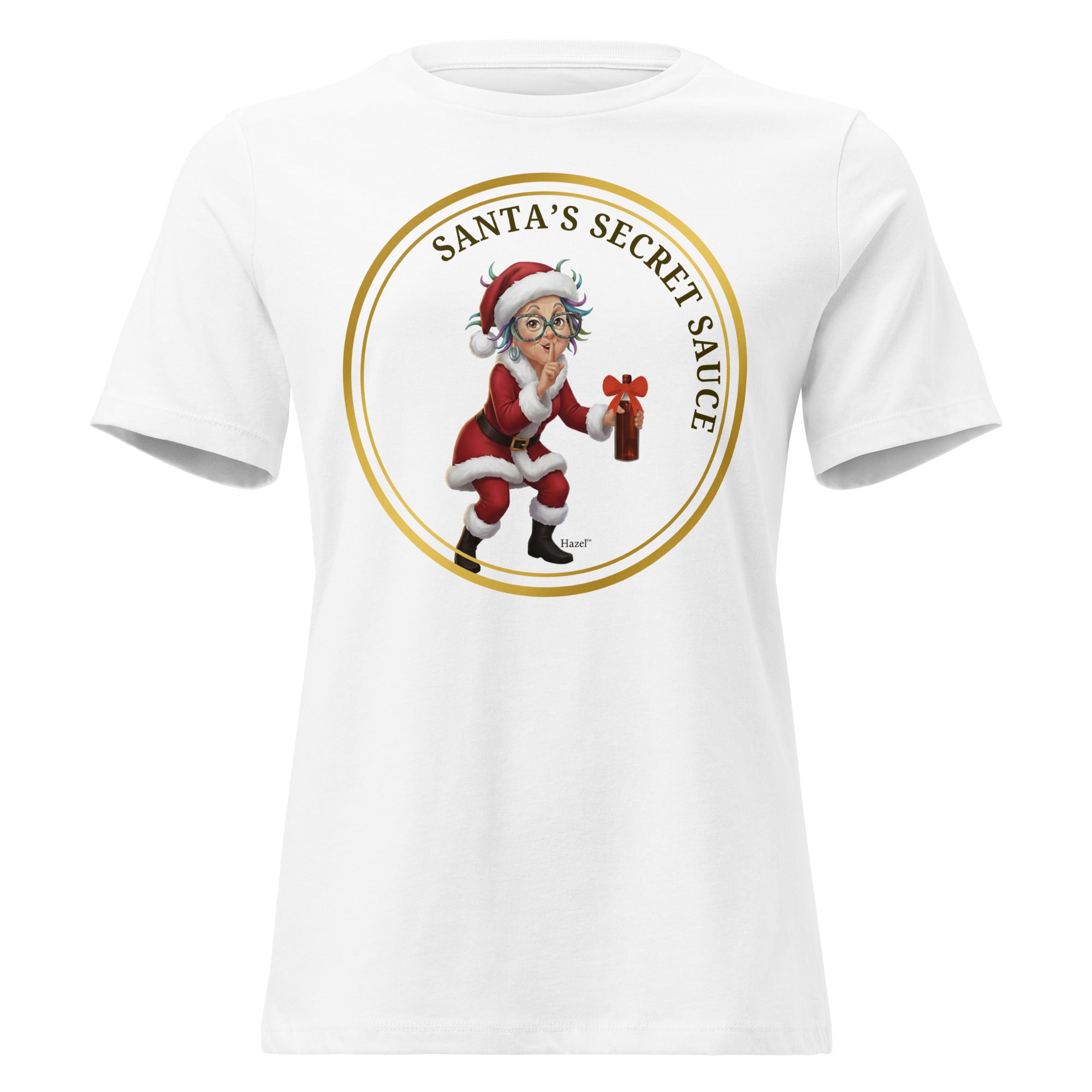 Women Crew Neck Funny Christmas Shirt SANTA'S SECRET SAUCE™ Wine Lover