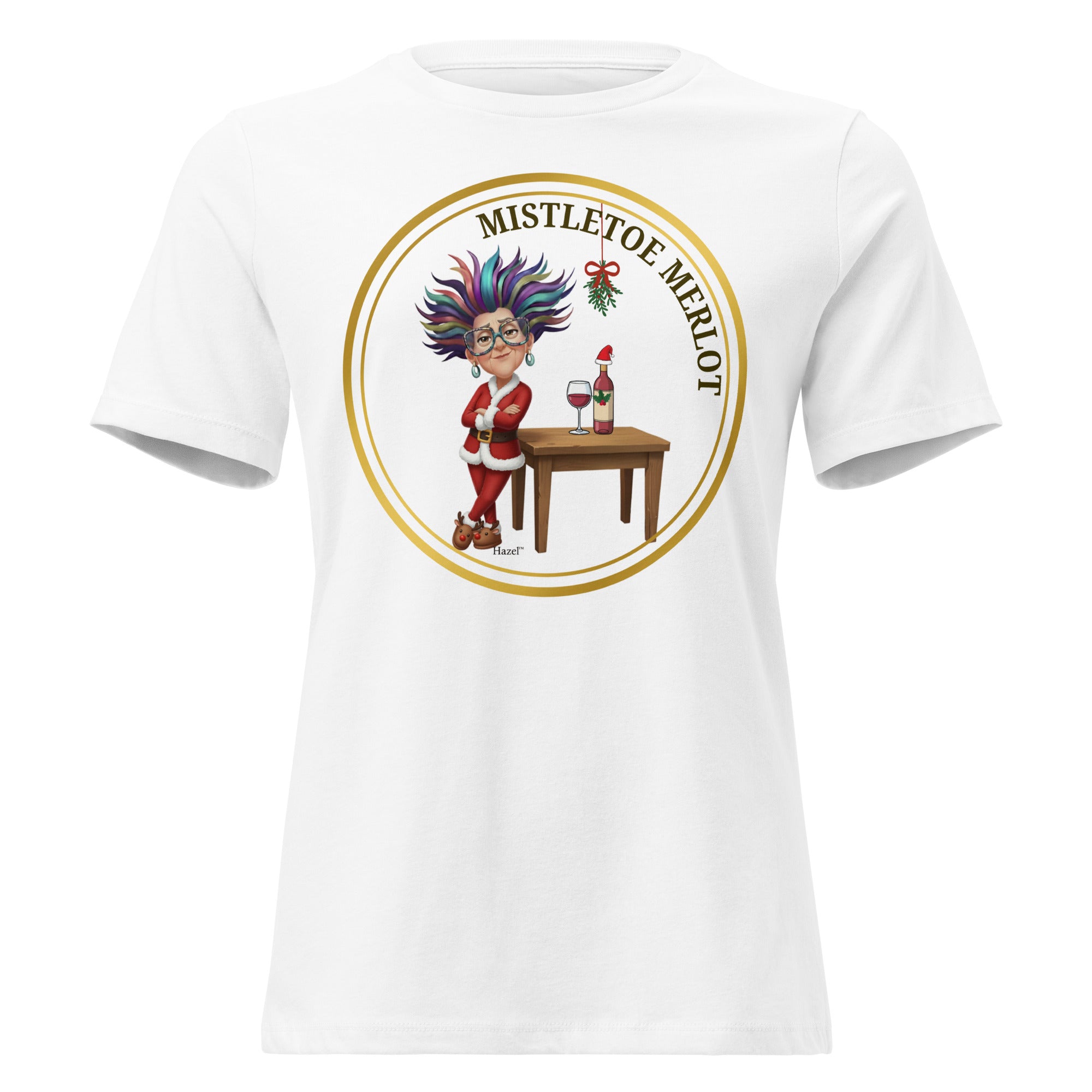 Women's Crew Neck Funny Christmas T-Shirt MISTLETOE MERLOT™ Wine Lover 