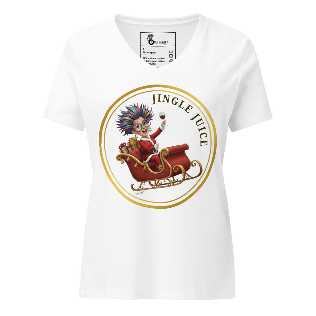 Women's V-Neck Christmas Shirt JINGLE JUICE™ Funny Wine