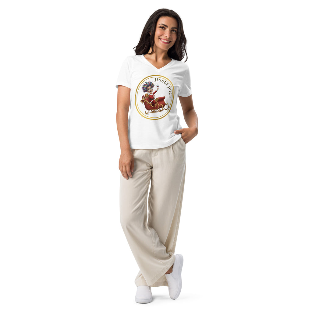 Women's V-Neck Christmas Shirt JINGLE JUICE™ Funny Wine